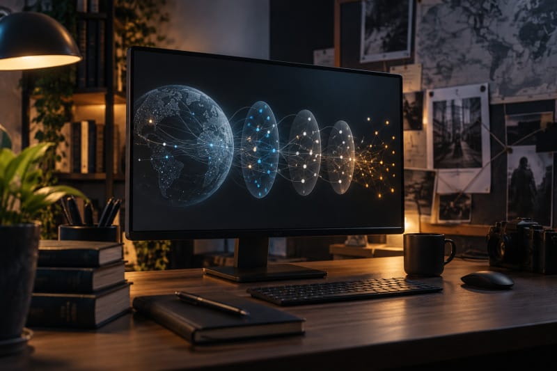 Representación conceptual de la evolución histórica de la dark web y la red Tor