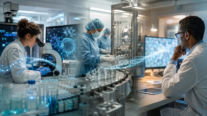 Proceso visual desde la caracterización de nanopartículas hasta el ensayo clínico