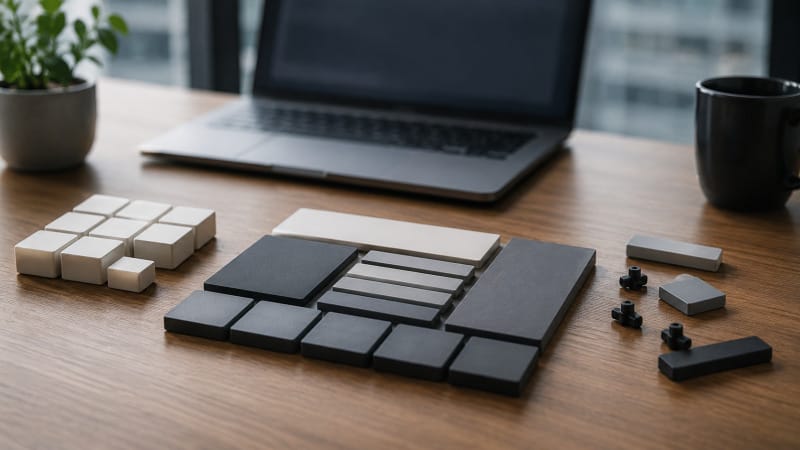 Componentes modulares que representan núcleo, plugins y temas de una web
