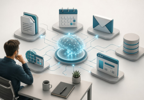 Agente de inteligencia artificial coordinando herramientas y tareas digitales