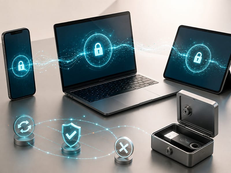 Varios dispositivos y una llave física como métodos de respaldo para passkeys