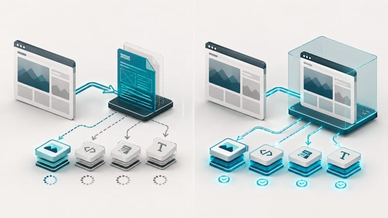 Comparación visual entre prefetch y prerender en la navegación web