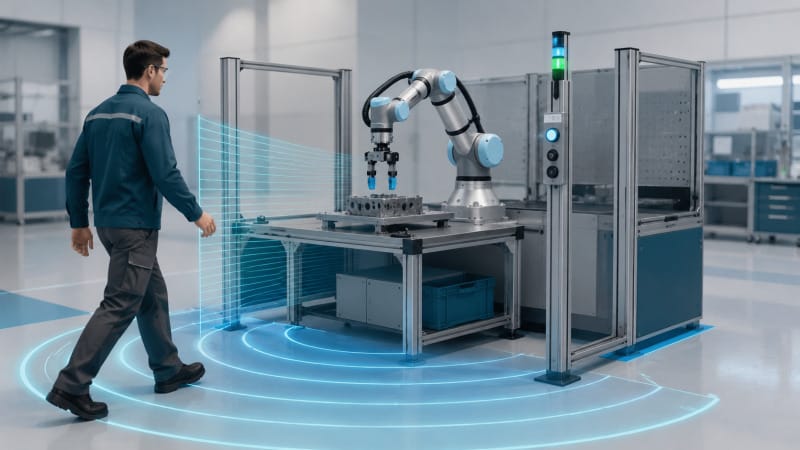 Sistema de seguridad alrededor de un robot colaborativo industrial