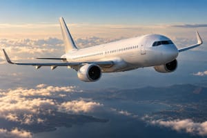 Avión moderno en vuelo con sistemas de autonomía basados en inteligencia artificial