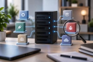 Representación conceptual de la seguridad de una web WordPress y sus componentes de terceros